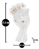 Vaso Woman Mask 16,5x14x27,3 cm in Porcellana Bianco e Oro      