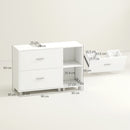 Mobile Sottolavabo da Bagno 90x30x60 cm con 2 Cassetti e Ripiani Aperti in Legno Bianco      