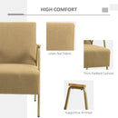 Poltrona Moderna per Soggiorno e Camera da Letto 62x81x92 cm in Tessuto Effetto Lino Marrone e Oro