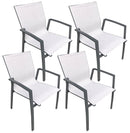 Set 4 Sedie da Giardino 59x57x88 cm in Alluminio e Textilene Grigio