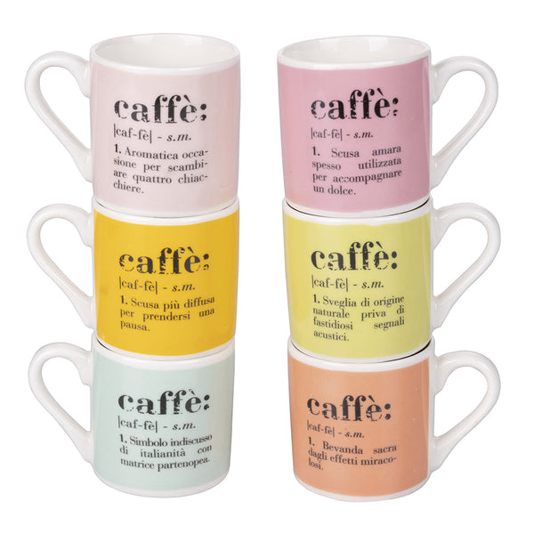 Set 6 tazzine Caffè Ø5,5x5,5 cm in New Bone China VdE Tivoli 1996 Colours prezzo
