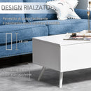 Tavolino Basso con 2 Cassetti 110x60x45 cm in MDF e Metallo Bianco e Rovere