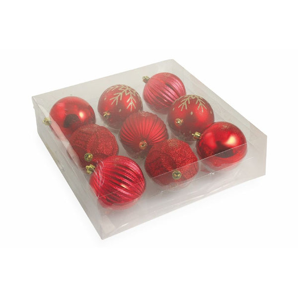 Set 9 Palle di Natale Ø10 cm in Plastica Rosso prezzo