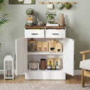 Credenza Moderna 68,6x35x90,3 cm 2 Cassetti e Armadietto in Legno Bianco      