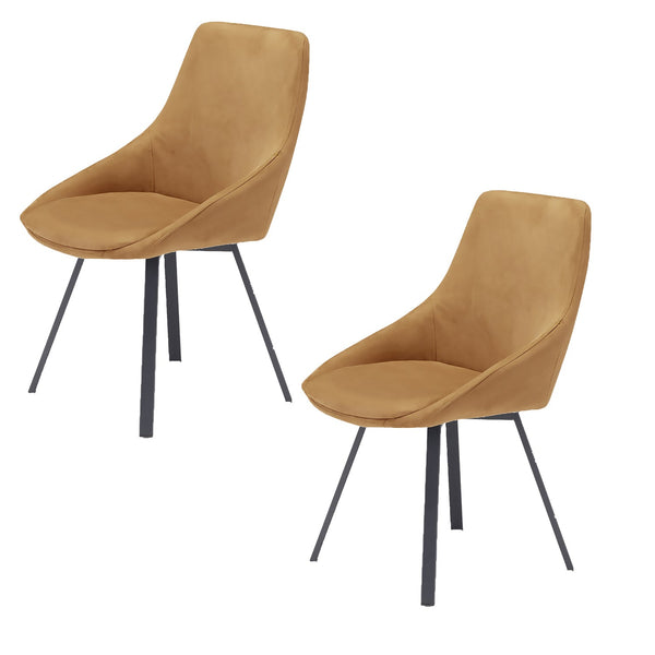 Set 2 sedie Imbottite 51x60x88 cm In Tessuto Suet Asia Senape sconto