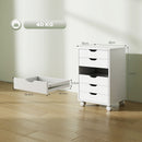 Cassettiera da Ufficio a 6 Cassetti 40x35x63 cm con 4 Ruote e Blocco Bianco      
