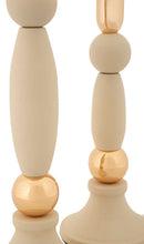 Porta Candele Strek Crema Set 2 Pz Ø9,5x30 cm - Ø9,5x25 cm in Ferro Crema e Oro      