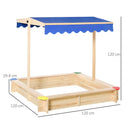 Sabbiera da Esterno con Tettuccio Parasole 120x120x120 cm in Legno Blu
