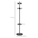 Appendiabiti da Terra Ø34x177 cm con Portaombrelli e 8 Ganci in Metallo Nero
