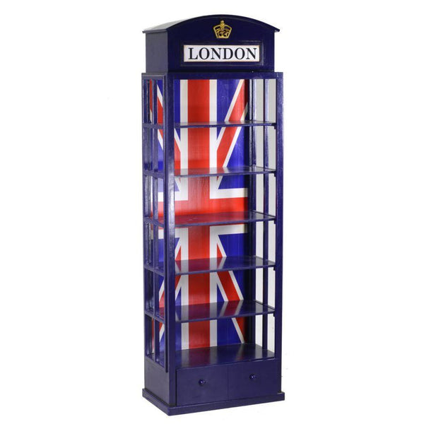 sconto Libreria 6 Ripiani 1 Cassetto 48x27xh146 cm in Legno London Blu