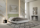 Letto Matrimoniale con Rete e Contenitore Alzata Comoda Struttura Bianco Frassico e Testata in Microfibra Kaia Tè Verde Varie Misure