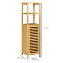 Armadietto Bagno 1 Anta 2 Ripiani 32,9x29,9x120 cm in Bambù Legno Naturale
