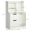 Mobile Dispensa 2 Cassetti e Ripiani 73x35x110 cm in MDF Bianco