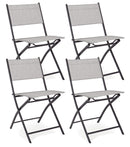 Set 4 Sedie da Giardino 46x58x80 cm in Acciaio e Textilene Martinez Grigio Chiaro