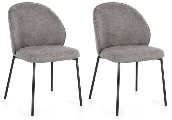 acquista Set 2 Sedie 54x60x83 cm Wendy in Tessuto Nero e Grigio Scuro