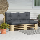 Set 2 Cuscini da Giardino per Divani e Pallet in Poliestere con Imbottitura Spessa Grigio Carbone
