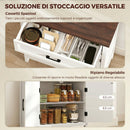 Credenza Moderna Stile Rustico 76x35x80 cm con 2 Ante in MDF Bianco      