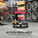 Sgabello da Officina Altezza 40-51 cm con Ruote Capacità fino a 135 kg con Vassoi Porta Utensili in Acciaio e Pelle Finta Rosso      