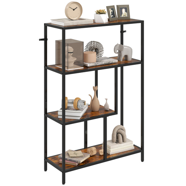 online Libreria a 4 Ripiani in Stile Industriale 77x30x116 cm in Legno e Metallo Marrone Rustico