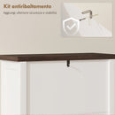 Scarpiera Country 60x26,5x96,7 cm con 2 Cassetti Ribalta in MDF Bianco      
