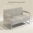 Divano 2 Posti Moderno 120x73x76 cm Rivestito in Ciniglia in Acciaio Beige      