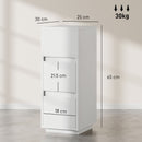 Set di 2 Comodini 25x30x65 cm con 2 Cassetti e Ripiano Aperto Salvaspazio in Legno Bianco      