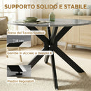 Tavolo Pieghevole 2-6 Persone Ø110x76 cm Ali Pieghevoli Struttura Acciaio Doppia X Grigio Cemento      