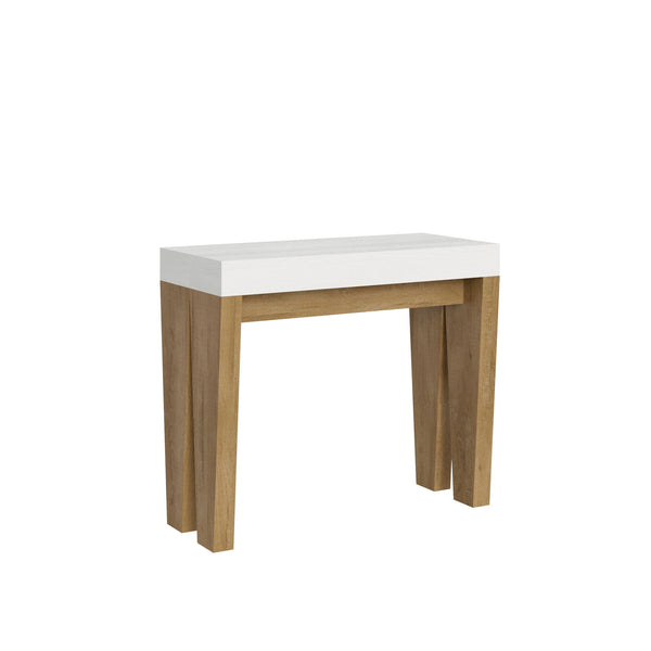 Consolle Allungabile 90-300x40x77 cm in Nobilitato Bianco e Marrone prezzo