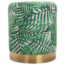 Pouf Poggiapiedi Ø36x42 cm in Velluto  Fantasia Jungle e Oro