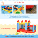 Castello Giostra Gonfiabile 300x275x210 cm con Scivolo Piscina Canestro e Pompa Multicolor