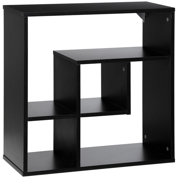 Libreria da Parete 60x25x60 cm Ripiani Asimmetrici in Legno Truciolare Nero sconto
