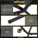 Supporto per Amaca da 330 cm max con 6 Fori e Rotelle 290x120x115 cm in Metallo Nero
