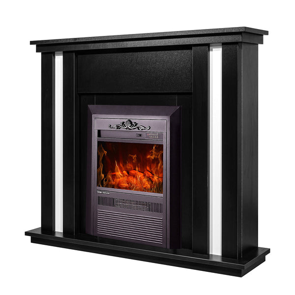 prezzo Camino Elettrico da Pavimento 95x110x27 cm Effetto Fiamma 2000W Gustavo & Cristina Nero/bianco