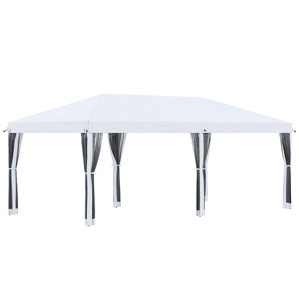 Gazebo da Giardino 6x3 m Pieghevole con Zanzariera e Borsa di Trasporto in Acciaio e Tessuto Oxford Crema online
