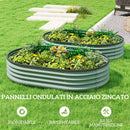 Set di 2 Aiuole Rialzate 135x90x30 cm con Bordo in Gomma e Design Modulare in Metallo Galvanizzato Verde      