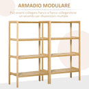 Scaffale 4 Ripiani 62x33x112 cm in Bambù Naturale