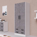 Armadio 210x91X52 cm 2 ante e 2 cassetti cemento