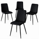 Set 4 Sedie Piedi Neri e Seduta Ergonomica con Rivestimento in Velluto Nero     