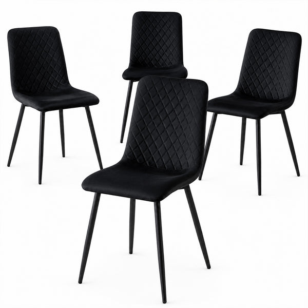 acquista Set 4 Sedie Piedi Neri e Seduta Ergonomica con Rivestimento in Velluto Nero