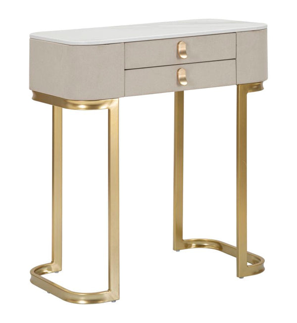online Console Fissa 2 Cassetti Beauty 70x80x40 cm in Legno MDF e Metallo Crema/Oro