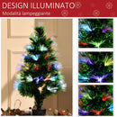 Mini Albero di Natale Artificiale 55 cm 40 Rami 40 Luci Fibre Ottiche Colorate Verde