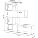 Mobile a Scaffali Libreria 4 Livelli 145x145x29 cm in Legno Zig Zag Bianco e Rovere