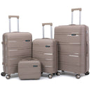 Set 4 Valigie Rigide e Beauty Case da Viaggio e Maniglia Telescopica Tortora      