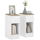 Set 2 Comodini Moderni con Cassetto e Ripiano in Legno 20x30x50 cm Bianco e Rovere   