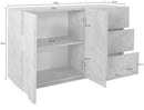 Credenza 2 Ante + 3 Cassetti 142,9x44,2x86 cm Ping Cemento Bronx