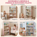 Libreria Montessoriana per Bambini 3-6 Anni 60x15x120,5 cm 4 Ripiani in Legno Rosa      