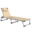 Sdraio Pieghevole 60x165x76 cm con Poggiatesta e Schienale Regolabile in Alluminio Beige      
