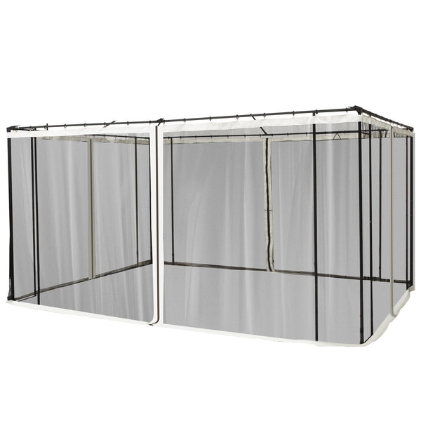 Zanzariera per Gazebo Tende di Ricambio Universale 352x207 cm con Cerniere Nero/Beige prezzo