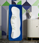 Specchio da Muro Theodor Blu 40x4x160 cm in MDF e Poliestere e Specchio Blu      