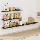 Set 8 Mensole da Parete 40x15x1,5 cm Staffe Oro Scaffalatura da Muro in Legno Nero      